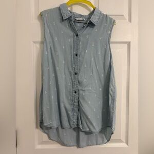 Denim blue tank top blouse
